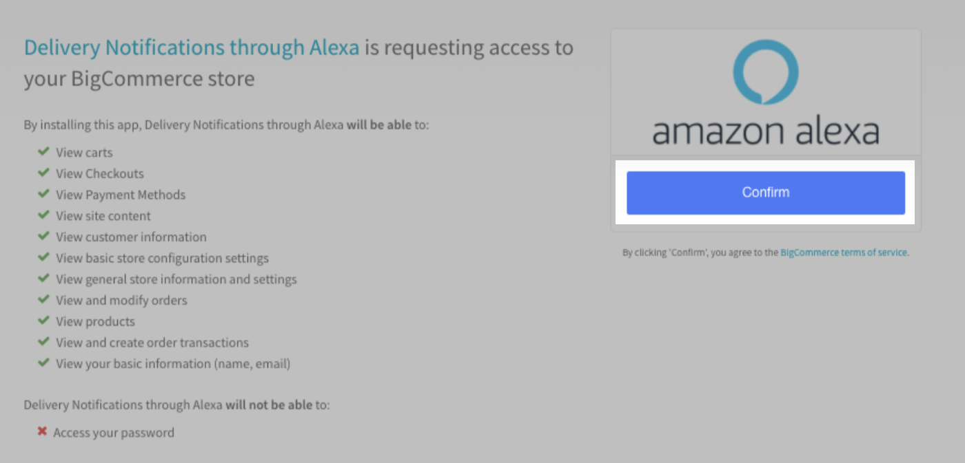 Confirm Alexa delivery notifications install