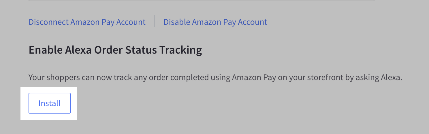 Alexa status tracking install button