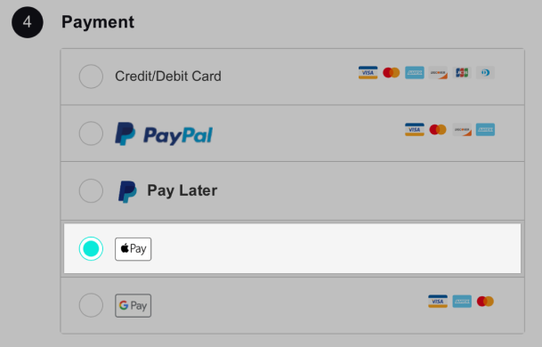 The Apple Pay button on the payment portion of checkout