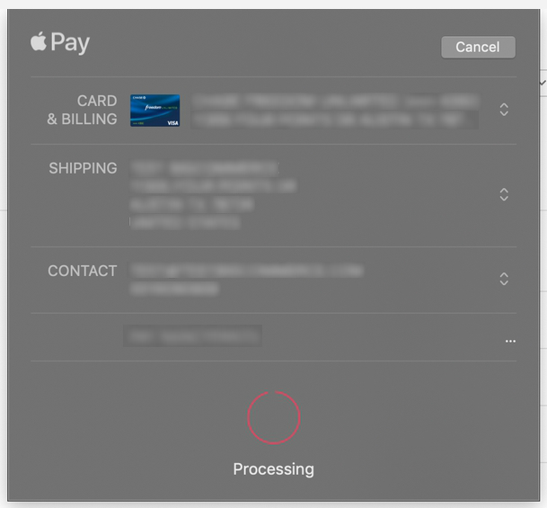 The Apple Pay checkout window