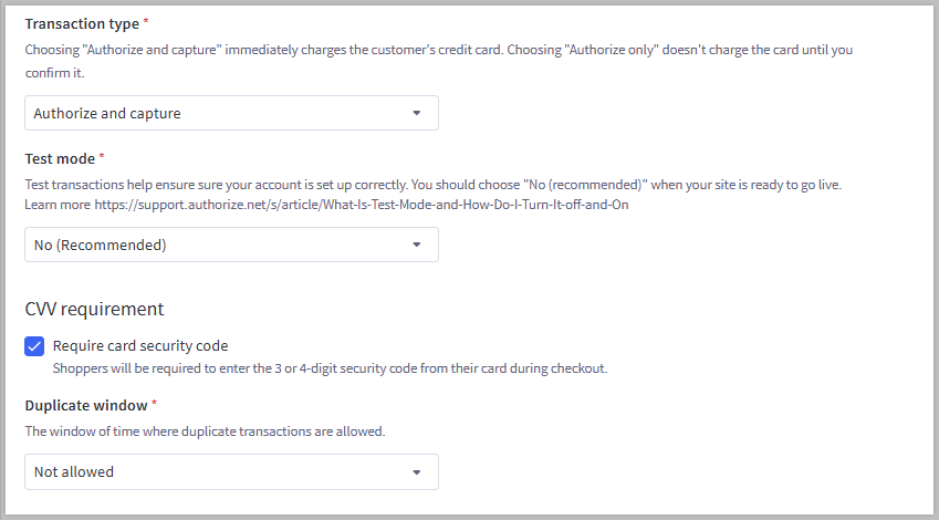 Connecting with Authorize.net