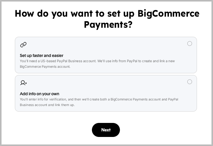 Connecting with BigCommerce Payments