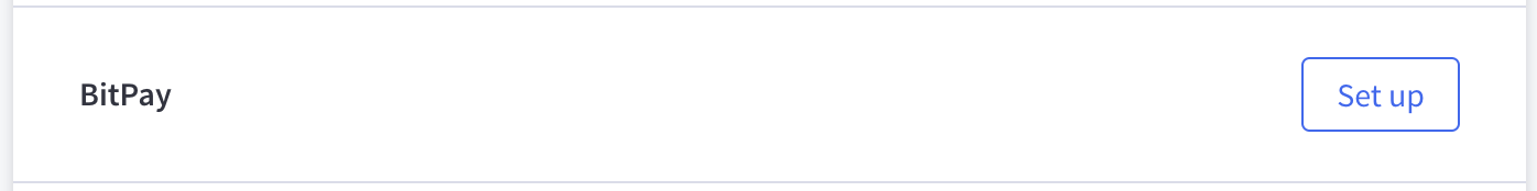 Click Set up next to BitPay