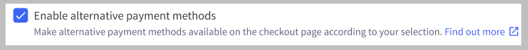 The checkbox to enable alternative payment methods.