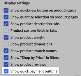 The Show quick payment buttons setting