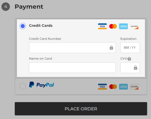 Card fields at checkout