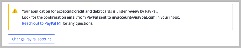 Approval status message in PayPal settings