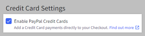 The Enable Credit/Debit Card setting in PayPal settings