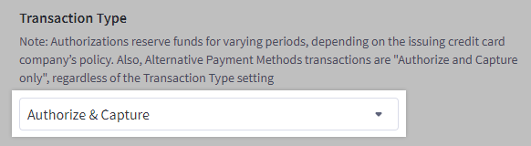 The Transaction Type dropdown in PayPal Settings