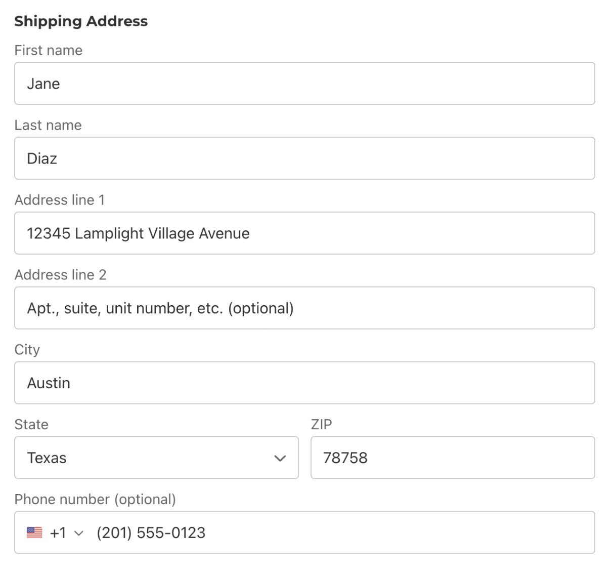 The Stripe Link address form