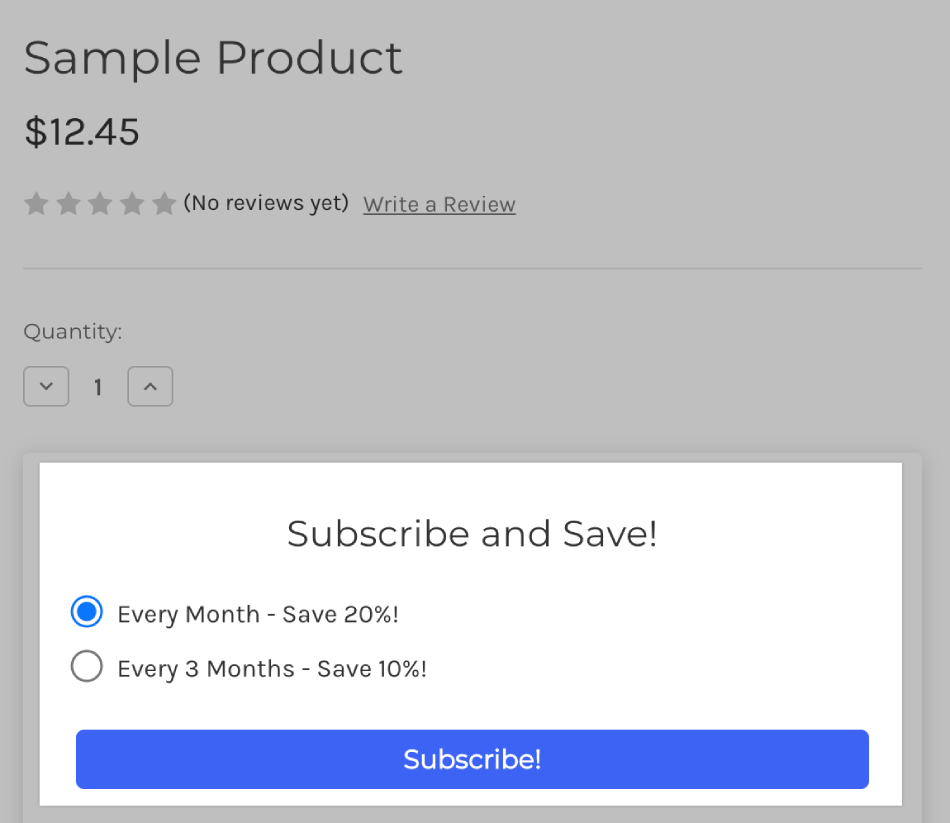 A storefront product with subscription rules