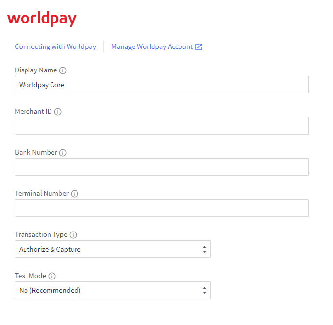 Worldpay Core Setup