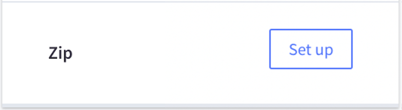 Zip set up button under Online Payment Methods