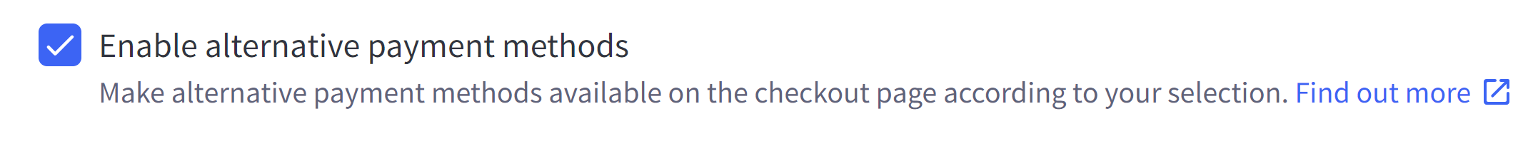 The checkbox to enable alternative payment methods.