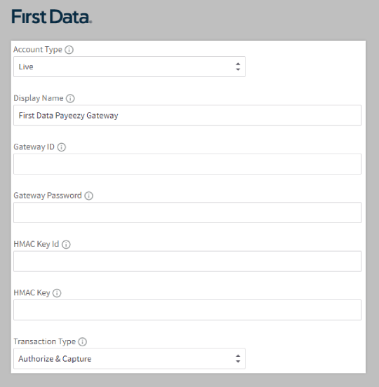 First Data Payeezy required credentials