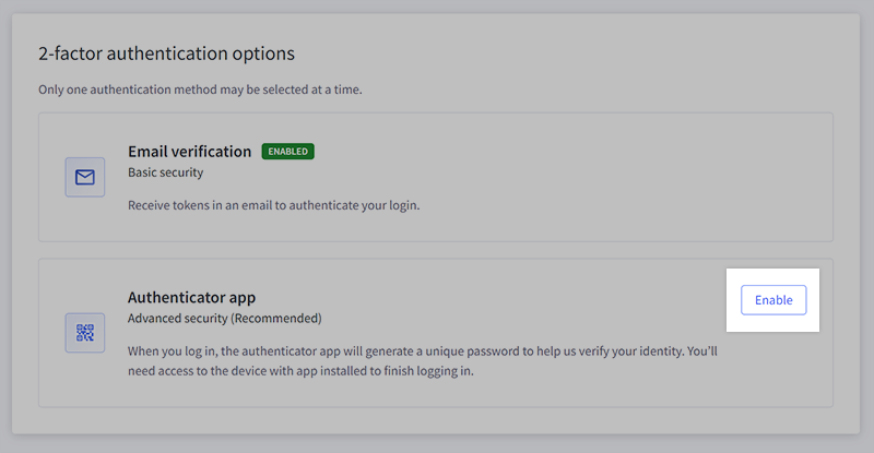 Setting up Two-Factor Authentication (2FA)