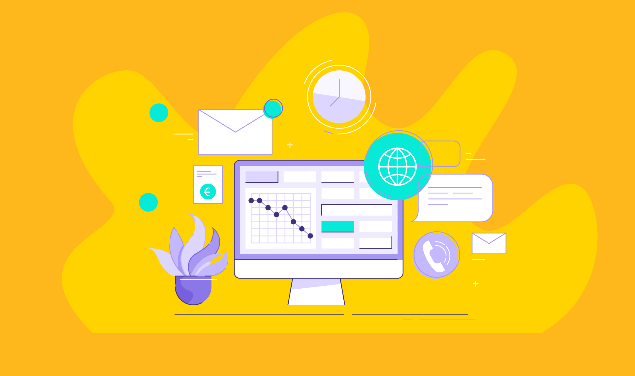 A graphic depicting your BigCommerce control panel with different management icons