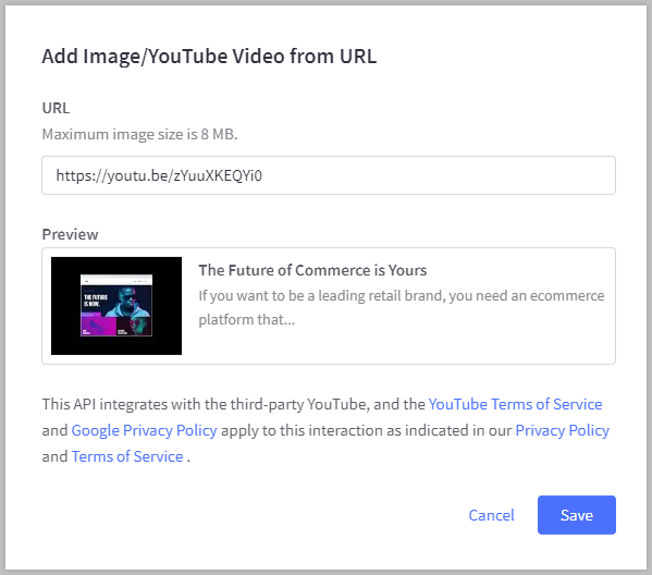 Add Image/YouTube video popup window