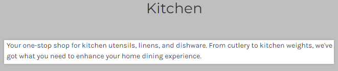 An example of a category description