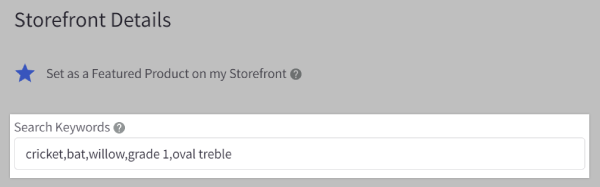 Enter Search Keywords in the Storefront Details section.