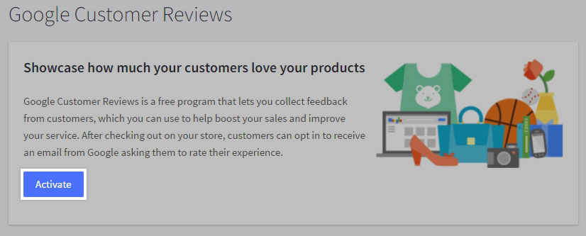 Google Customer Reviews Activate button