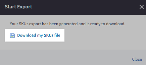 The link to download your SKU export CSV file to your computer