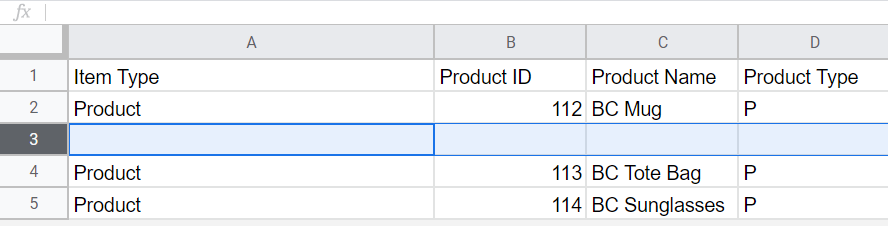 A new row added to the CSV file to create a new variant
