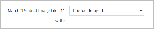 The Match Fields step of import, displaying the Product Image File field manually linked with the CSV's Product Image 1 column