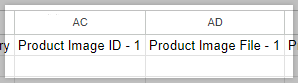 The product image fields in a CSV file