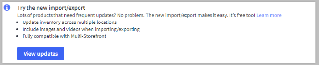 The control panel banner for upgrading to the modern Import/Export experience