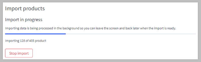 The import progress bar