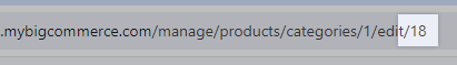 Category ID highlighted in a browser URL bar.