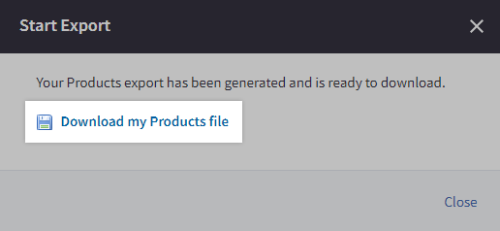 The pop-up window where you can download your CSV file