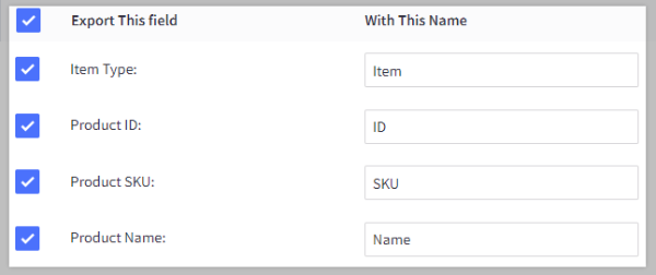 Enable, disable, and rename product fields in the custom template