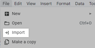 The Import action in Google Sheets' File menu