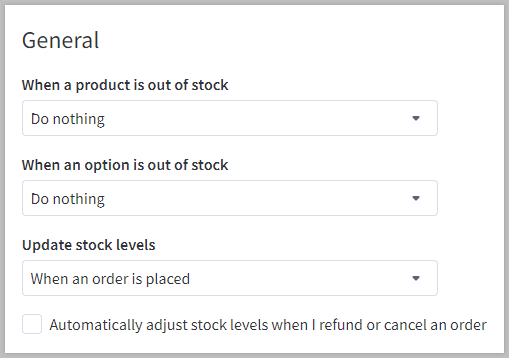 Inventory Settings - General Settings