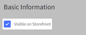 Visible on Storefront checkbox