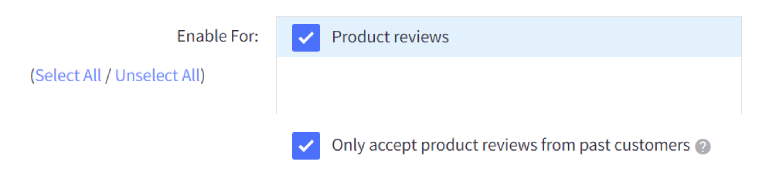 Built-in product reviews enabled