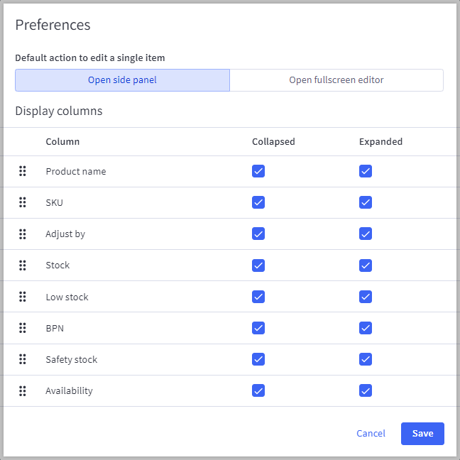 Click on the gear icon to launch the customize columns popup