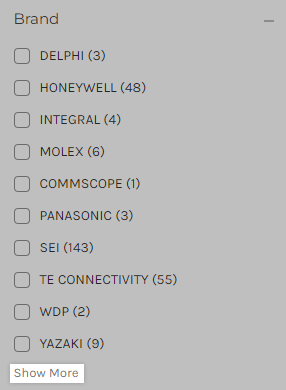 Additional filter values can be accessed from the Show More link.