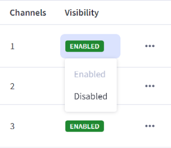 Click on the visibility badge and select Enabled/Disabled.