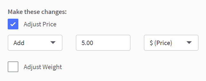 Set the price and weight rules to apply to the option value.