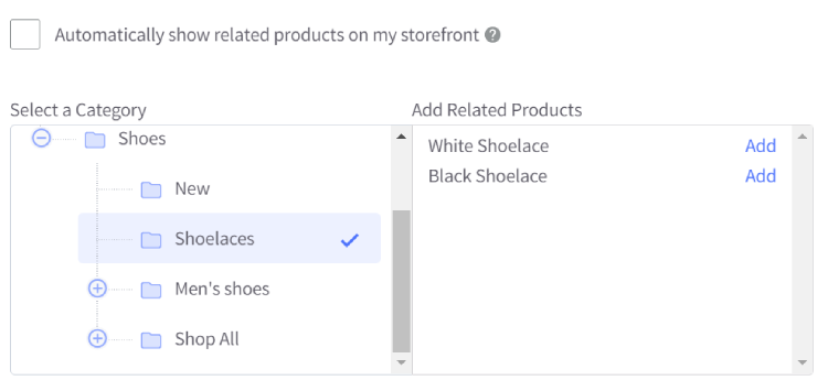 Manually add related products to your products