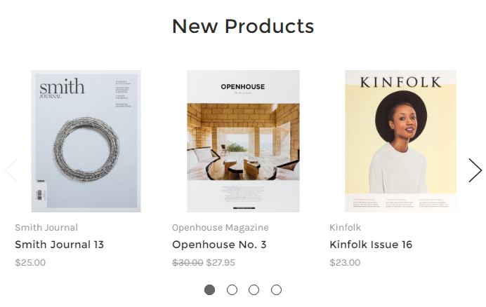 New products on the homepage