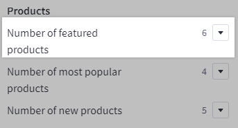 Number of Featured Products setting highlighted in the Stencil Theme Editor