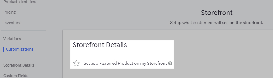 Storefront Details setting in the new Adding Products (v3) experience