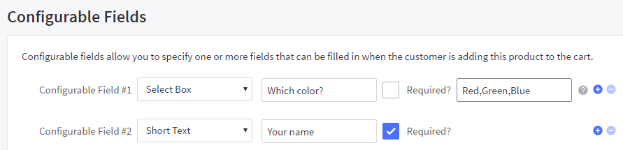 Example of what configurable fields look like when editing a V2 product.