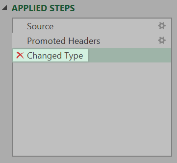 Click the X next to Changed Type