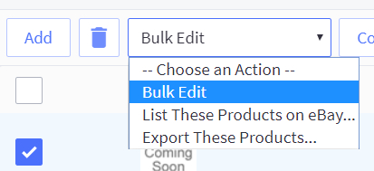 Selecting bulk edit from dropdown menu