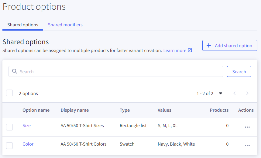 Variant Option Product Options - Variant Option Product Options